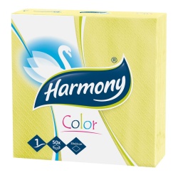 Ubrousky papírové barevné Harmony Color -  33 cm x 33 cm / žlutá / 50 ks  