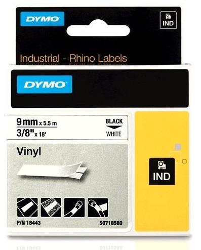 DYMO vinylová páska RHINO D1 9 mm x 5,5 m, černá na bílé, S0718580
