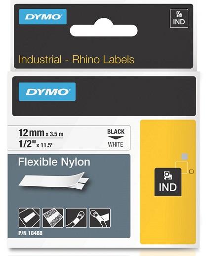 DYMO nylonová flexibilní páska RHINO D1 12 mm x 3,5 m, černá na bílé, S0718100