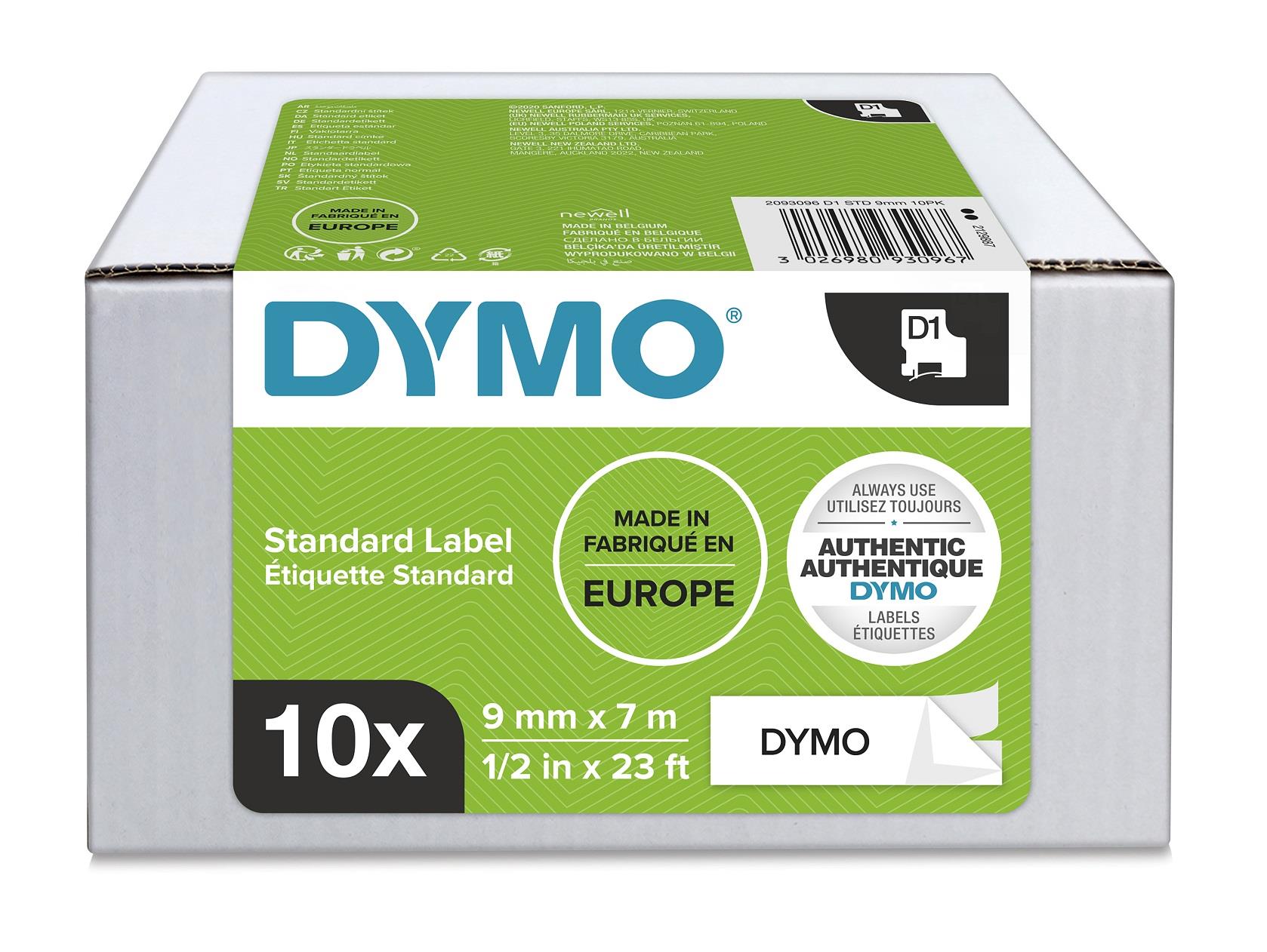 DYMO páska D1 9mm x 7m, černá na bílé, 40913, 10ks - 2093096