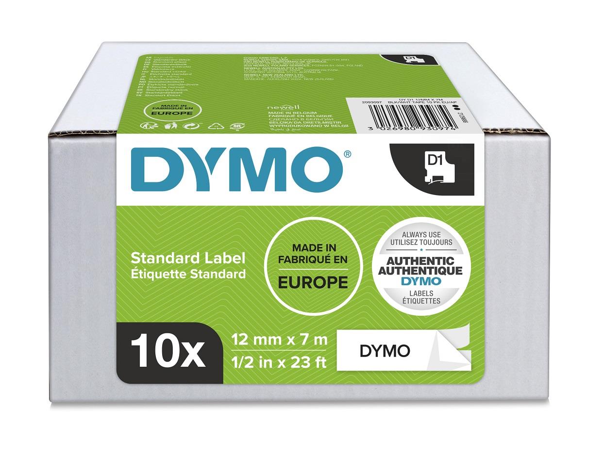 DYMO páska D1 12mm x 7m, černá na bílé, 45013, 10ks - 2093097