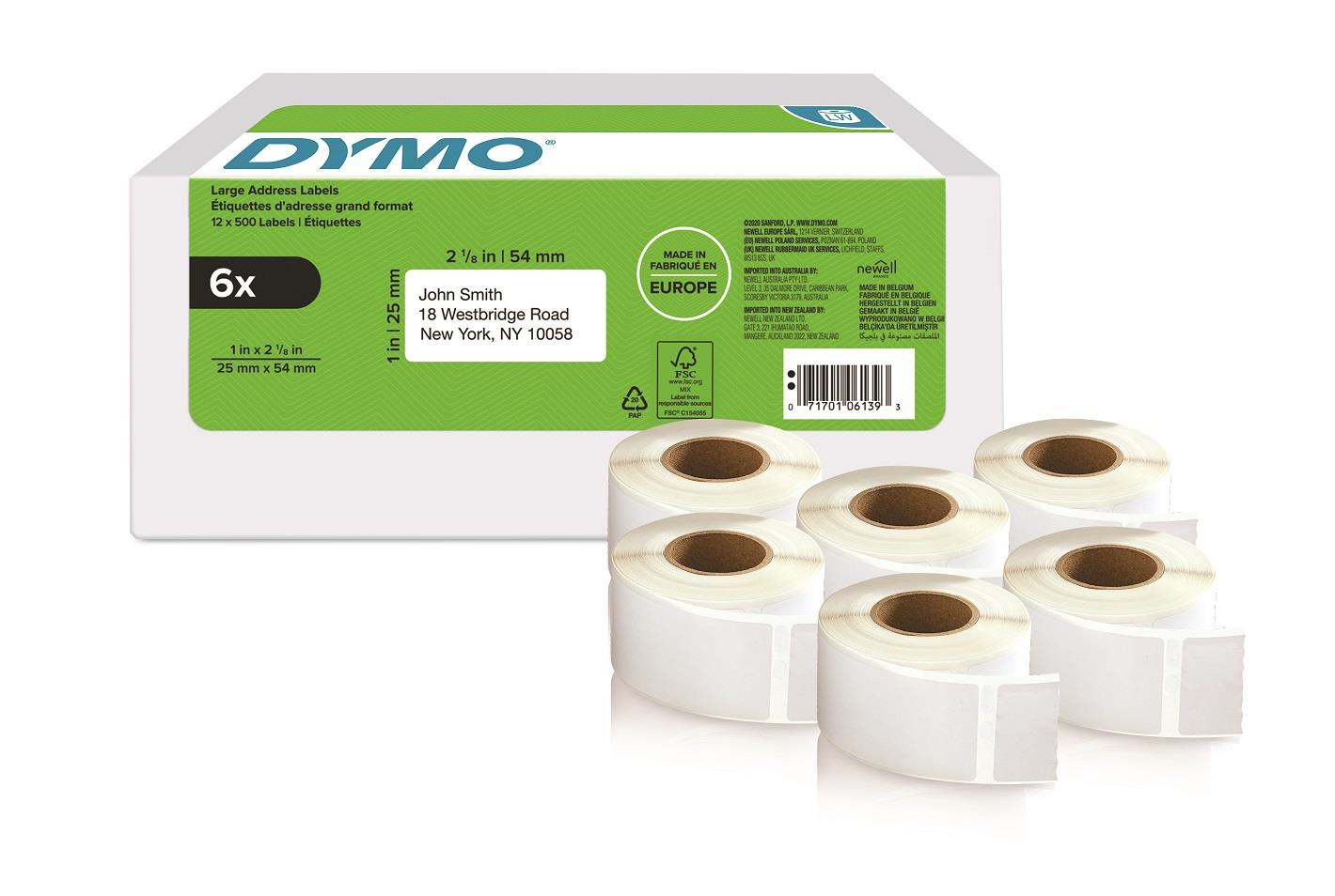 Dymo LabelWriter štítky 54 x 25mm, 6x500ks, 2177564