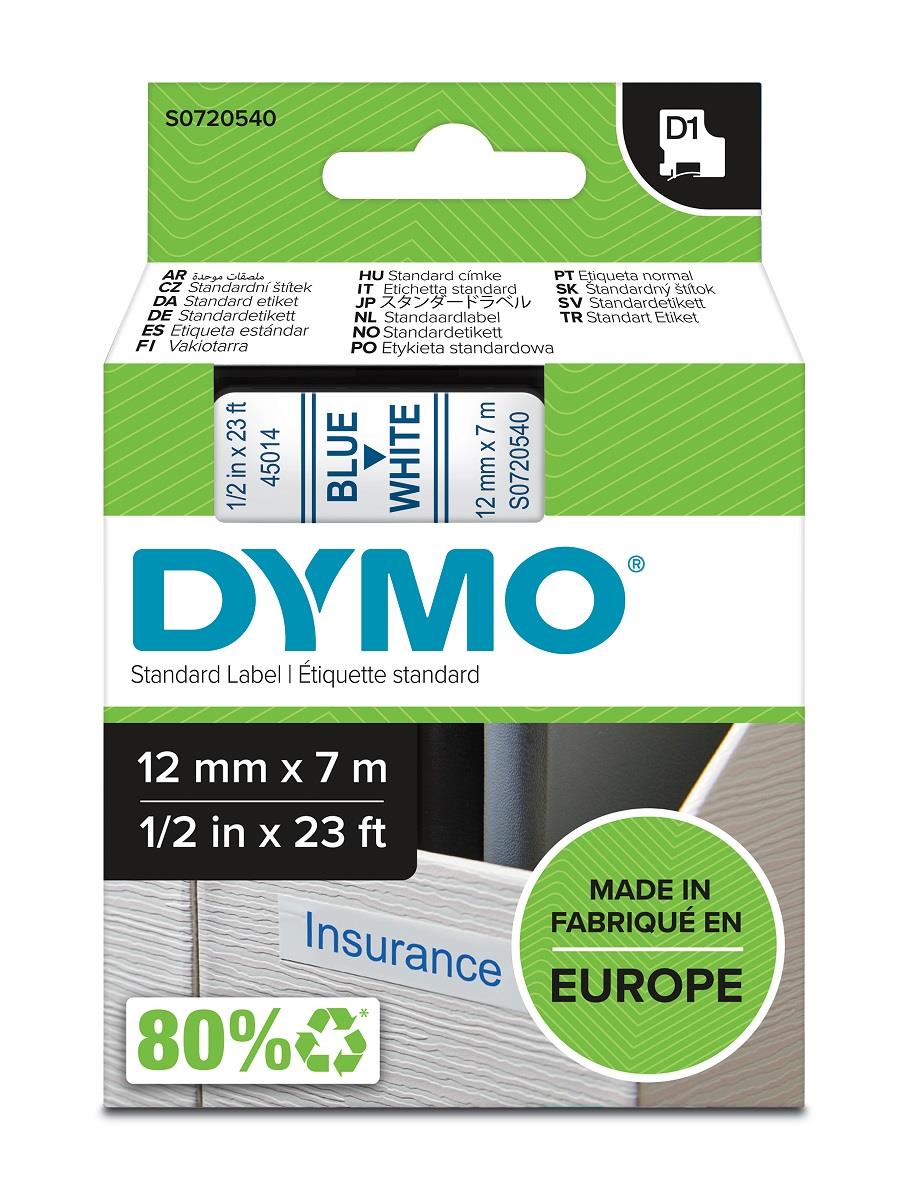 DYMO páska D1 12mm x 7m, modrá na bílé, 45014, S0720540
