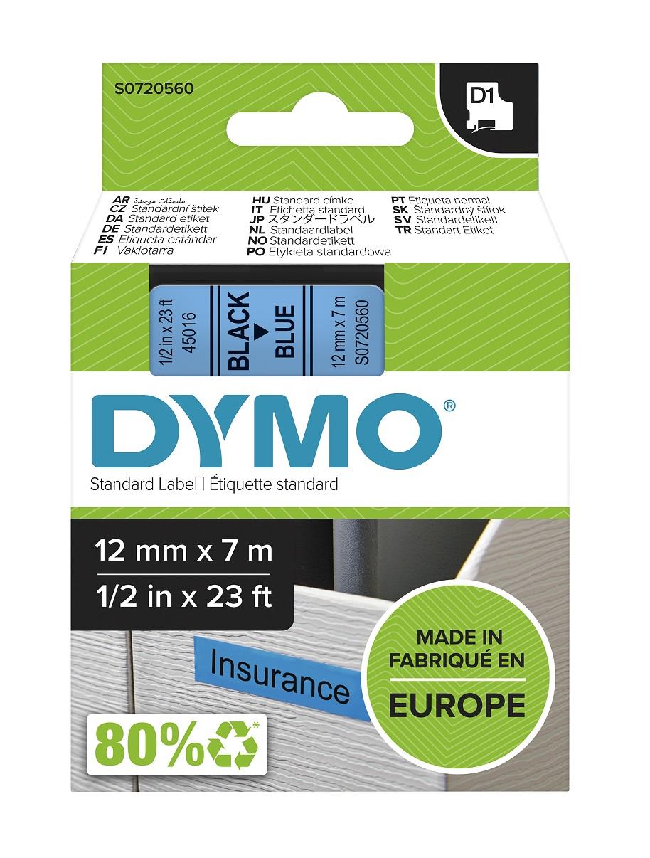DYMO páska D1 12mm x 7m, černá na modré, 45016, S0720560
