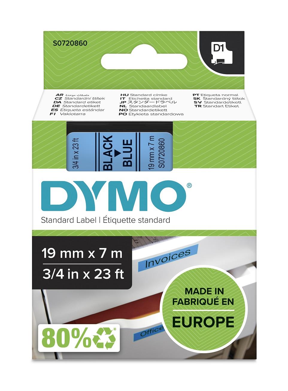 DYMO páska D1 19mm x 7m, černá na modré, 45806, S0720860