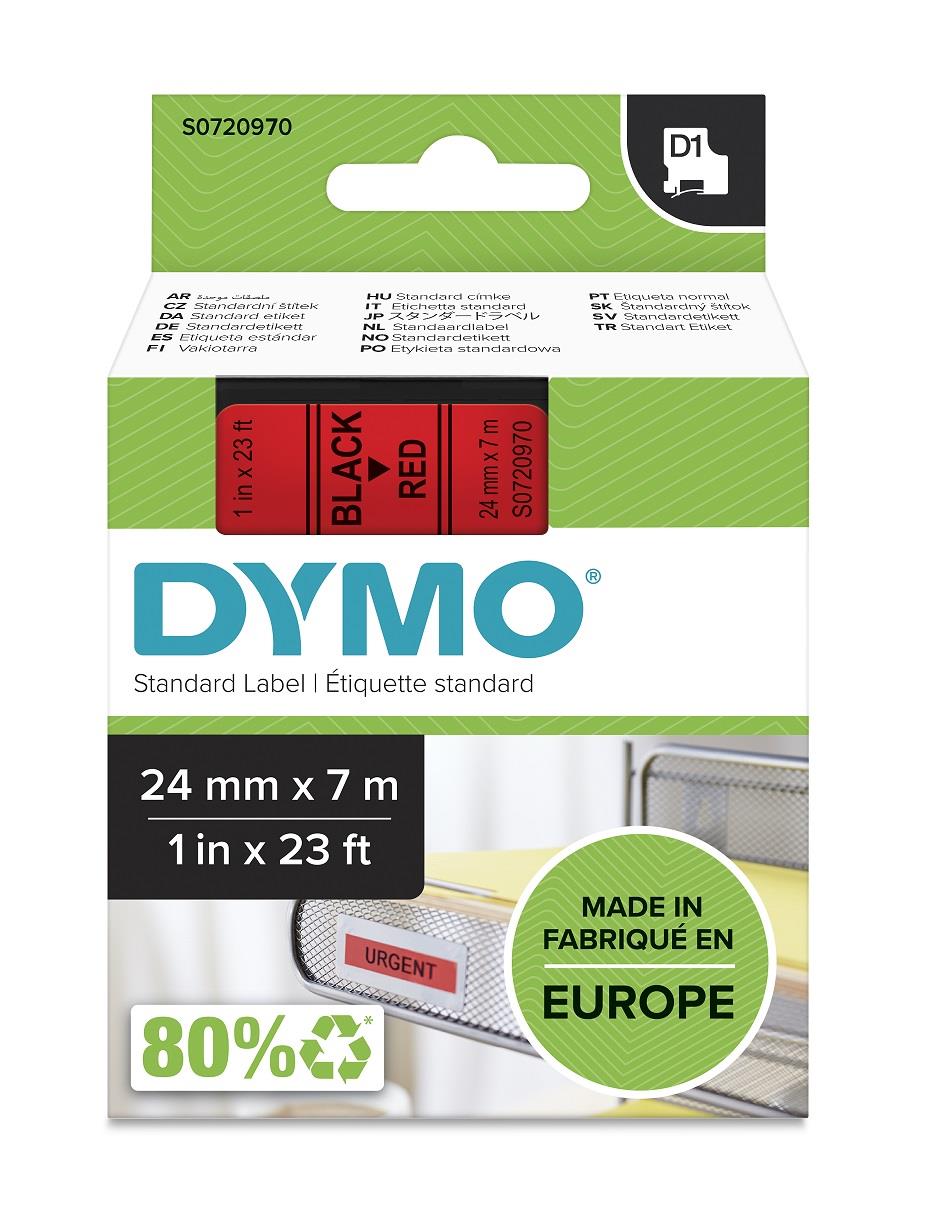 DYMO páska D1 24mm x 7m, černá na červené, 53717, S0720970