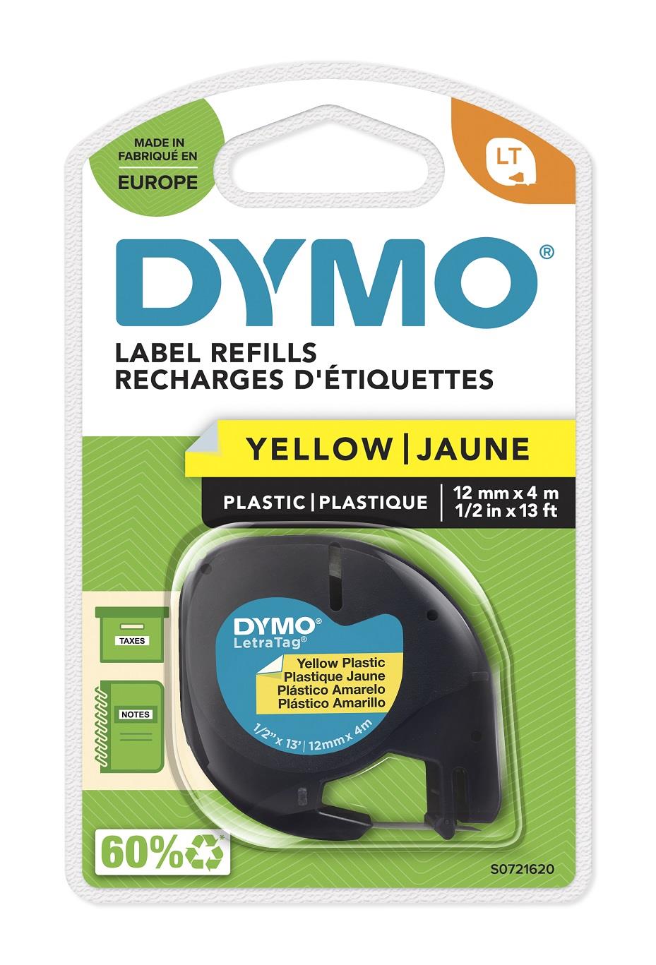 Dymo LetraTag páska plastová 12mm x 4m, žlutá, 59423, S0721620