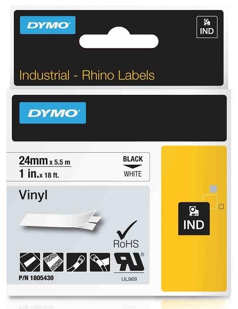 DYMO vinylová páska RHINO D1 24 mm x 5,5 m, černá na bílé, 1805430